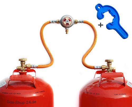 Automatische 50 mbar Zweiflaschenanlage für 3/5/ 11 kg Propangasflaschen/Gasflaschen (Flaschenanlage, Druckminderer, Propangas Flüssiggas Kleinflaschenanlage) für Gewächshausheizungen ... von Gas-Shop-24