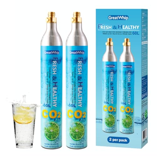GreatWhip 60L CO2 Gewinde Zylinder für Sodastream Screw-in System Maschine, Ersatzkarbonisator, NICHT kompatibel mit Qiuck-connect System SodaMaker Gerät, 2er-Pack von GasClub