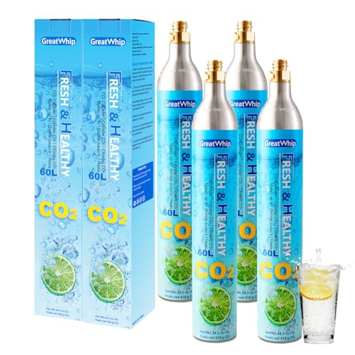 GreatWhip 60L CO2 Gewinde Zylinder für Sodastream Screw-in System Maschine, Ersatzkarbonisator, NICHT kompatibel mit Qiuck-connect System SodaMaker Gerät, 4er-Pack GreatWhip 60L CO2 Gewinde Zylinder für Sodastream Screw-in System Maschine, Ersatzkarbonisator, NICHT kompatibel mit Qiuck-connect System SodaMaker Gerät, 4er-Pack von GasClub