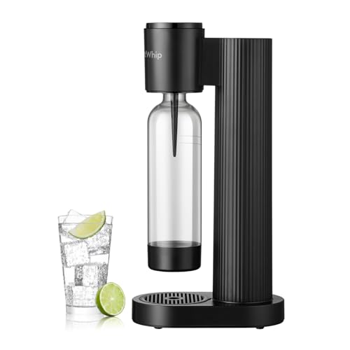 GreatWhip Wassersprudler Machine Schwarz, Sodamaschine, Kompatibel mit Einschraubbarem 60L CO2 Karbonisator (nicht enthalten), mit 1 Liter Flasche von GasClub
