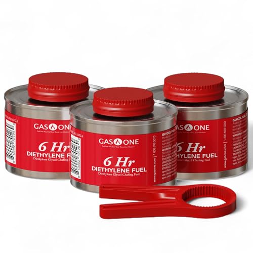 Gas One 3 Pack 6 Stunden Chafing Fuel - Speisenwärmer für Chafing Dish Buffet Set - Wiederverwendbarer flüssiger sicherer Kraftstoff mit Docht & Deckelöffner Gas One 3 Pack 6 Stunden Chafing Fuel - Speisenwärmer für Chafing Dish Buffet Set - Wiederverwendbarer flüssiger sicherer Kraftstoff mit Docht & Deckelöffner von Gas One