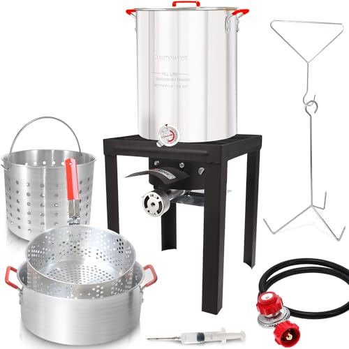 GasOne Truthahn-Fritteuse 30 QT Herd Set und 10 QT Fischfritteuse Craw Fish Boiler Dampfgarer Komplettset von GasOne