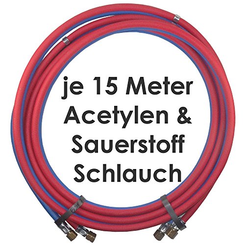 Acetylen Sauerstoff Gasschlauch Zwillingsschlauch 15 Meter - Profi Gummischlauch zum autogen schweißen oder schneiden - Profiqualität von Gase Dopp von Gase Dopp