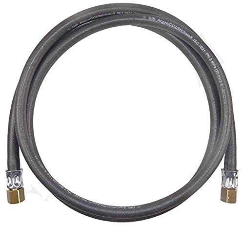 Argon CO2 Schutzgas Gasschlauch 2 Meter beidseitig G 1/4" RH Überwurfmutter - Profi Gummischlauch von Gase Dopp von Gase Dopp