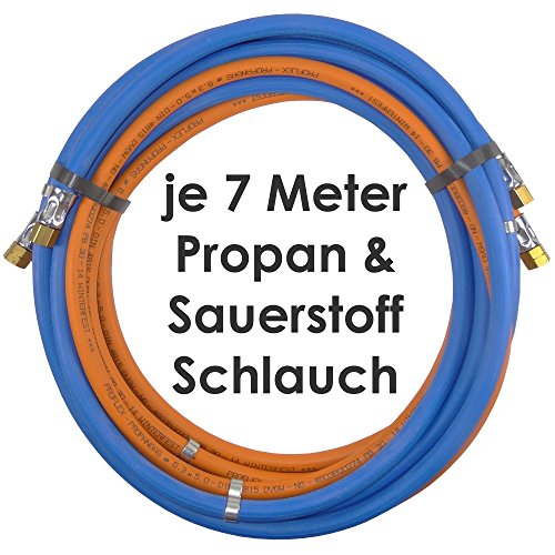 Propan Sauerstoff Gasschlauch Zwillingsschlauch 7 Meter - Semperit Profi Gummischlauch zum autogen schweißen oder schneiden - Semperit Profiqualität von Gase Dopp von Gase Dopp