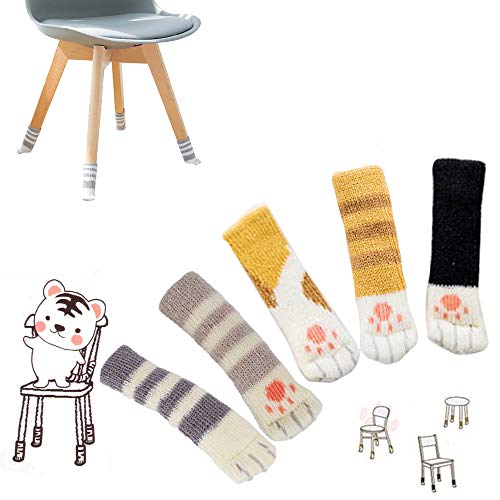 Gasea 20 Stück Stuhlbeinsocken, Socken, 5 Stück Tischbeine, Stricksocken, in Form von Katze, Möbel, Beine, Schutz von Gasea