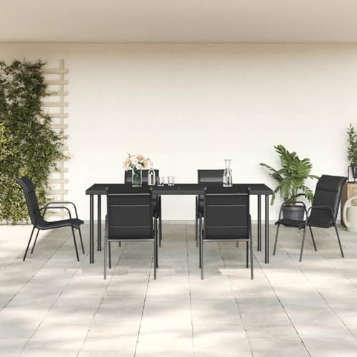 Gaseeto Gartenmöbel Set 6 Stühle Mit Tisch Alu,Garten Essgruppe 6 Personen,Garten Tisch Und Stuhl Set,Gartentisch Mit 6 Stühlen Set,Sitzgruppe Garten Essgruppe 6 Personen Gartenmöbel 190 cm Tischlänge von Gaseeto