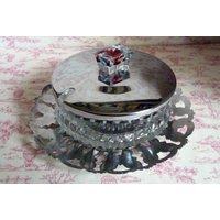 1950Er Jahre Chrom Und Glas Butterdose Rote Rose Lucite Beknauf 6 "15cms 1950Er Jahre Chrom Und Glas Butterdose Rote Rose Lucite Beknauf 6 "15cms von GaslightTreasures