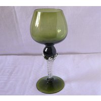 Grünes Glas Hock Weinglas Gedreht Klarglas Stiel 16cm 6 1/2" von GaslightTreasures