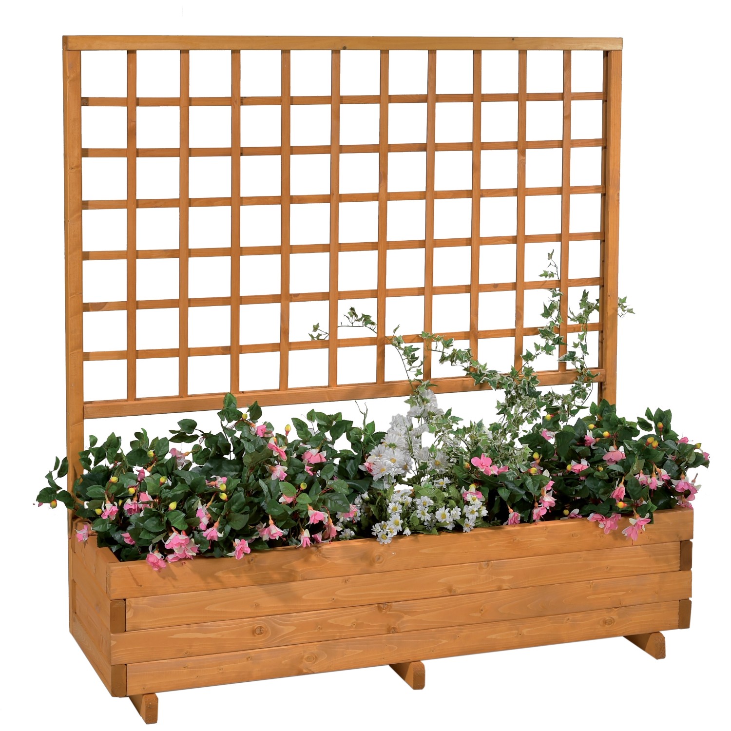 Gaspo Blumenkasten Hellbrunn mit Spalier 136 cm x 140 cm x 37 cm  Honigbraun von Gaspo