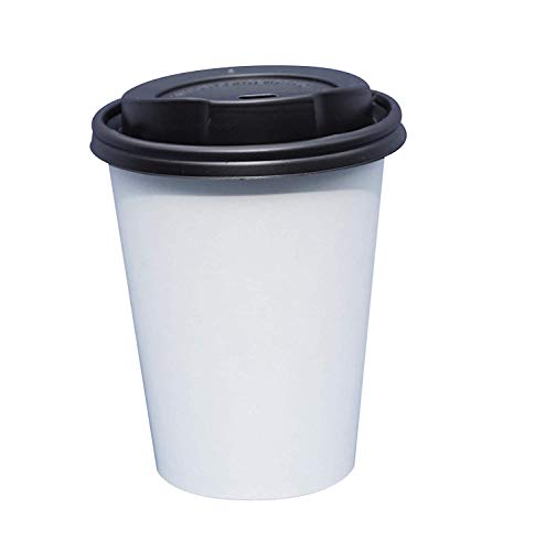 Gastro-Bedarf-Gutheil 100 Pappbecher weiss Coffee to go 0,2 L Becher mit schwarzen Deckel von Gastro-Bedarf-Gutheil