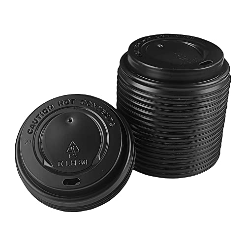 Gastro-Bedarf-Gutheil 100 Schwarze Deckel 90mm Durchmesser für Kaffee to Go aus Kunststoff Passend für 300ml Pappbecher von Gastro-Bedarf-Gutheil