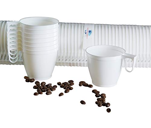 Gastro-Bedarf-Gutheil 120 Kaffeebecher Einweg Kaffeetassen Plastik mit Henkel Weiß von Gastro-Bedarf-Gutheil