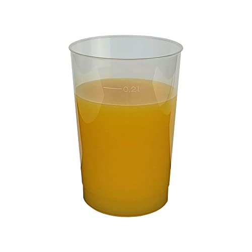 Gastro-Bedarf-Gutheil 160 Plastikbecher Mehrwegbecher 0.2 l transparent Ø 6.8 cm Höhe 9.8 cm aus Kunststoff PP, stabile, splitterfreie und fast unzerbrechliche wieder verwendbar mit Füllstrich von Gastro-Bedarf-Gutheil