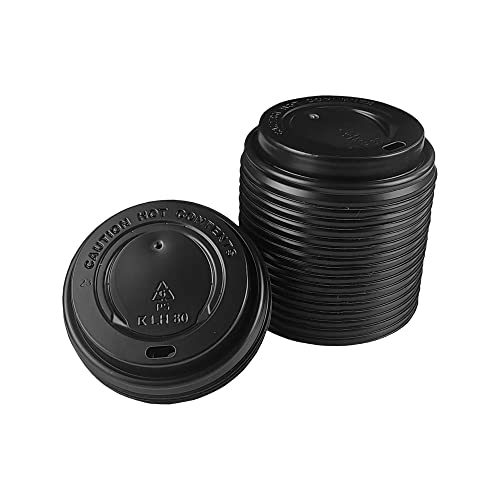 Gastro-Bedarf-Gutheil 200 Schwarze Deckel 80mm Durchmesser für Kaffee to Go aus Kunststoff Passend für 200ml Pappbecher von Gastro-Bedarf-Gutheil