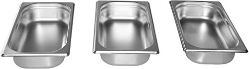 Gastro-Bedarf-Gutheil 3 x Gastronormbehälter GN Behälter 1/3 T65 mm tief stapelbar Edelstahl geeignet für Chafing Dish, Bain Marie, Saladette von Gastro-Bedarf-Gutheil