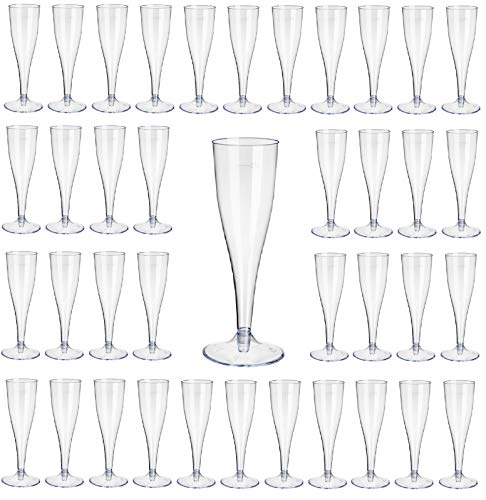 Gastro-Bedarf-Gutheil 40 Champagnerglas Sektglas 0,1 / 100ml Eichstr. / mit klarem Fuß / 2 teilig Einweg Plastik von Gastro-Bedarf-Gutheil