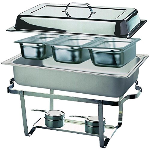 Gastro-Bedarf-Gutheil Chafing Dish GN 1/1 Speisewärmer aus Edelstahl Inklusive 2 Dosen Sicherheitsbrennpaste Fire Paste von Gastro-Bedarf-Gutheil