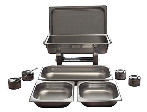 Gastro-Bedarf-Gutheil Chafing Dish Speisenwärmer mit 3 GN-Behälter 2 x 1/2 GN und 1/1 GN Tiefe 65 mm + 2 Dosen Sicherheitsbrennpaste Fire Paste von Gastro-Bedarf-Gutheil