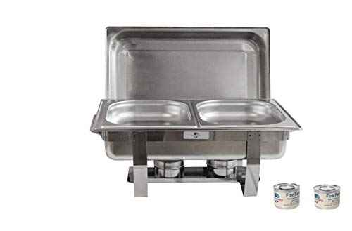 Gastro-Bedarf-Gutheil Chafing Dish -Twin-, Edelstahl, bestehend aus: 1 Gestell mit Deckelhalterung, 1 Wasserbecken 2 Speisebehälter GN 1/2 - Tiefe 65 mm + 2 x Brennpaste von Gastro-Bedarf-Gutheil