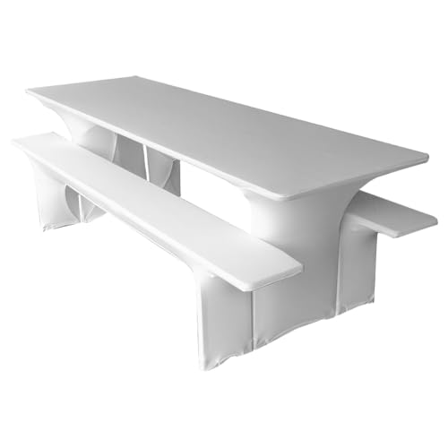 Gastro Uzal Biertischussen, Festzeltgarnitur Hussen Stretch Set weiß 70x220 cm, Biertischhussen Stretch, Bierzeltgarnitur Hussen von Gastro Uzal