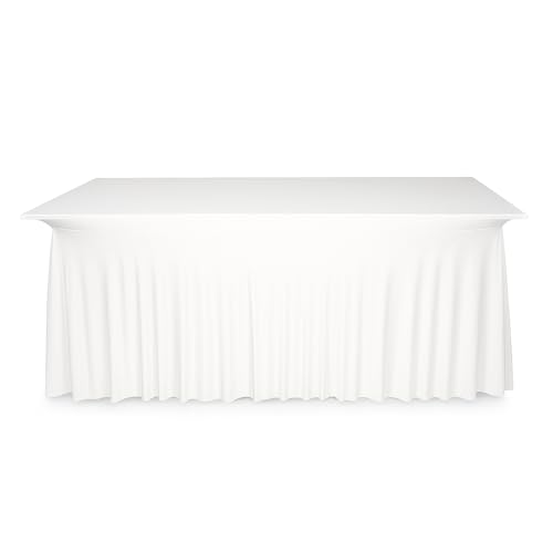 Gastro Uzal Deluxe Tischhusse Bankett, Büffet Tischhussen Stretchhusse Husse Hussen Biertischhusse Bierzeltgarnitur für Hochzeit Event weiß 70x140 cm von Gastro Uzal
