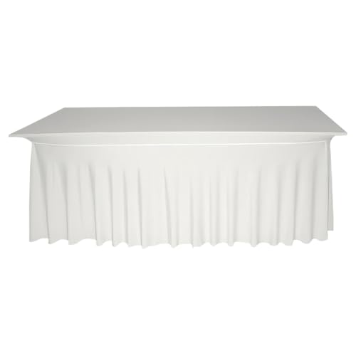 Gastro Uzal Deluxe Tischhusse Büffet Tischhussen Stretchhusse Husse Hussen Biertischhusse Bierzeltgarnitur für Hochzeit Event weiß 180 x 80 cm, Banketttischhusse von Gastro Uzal
