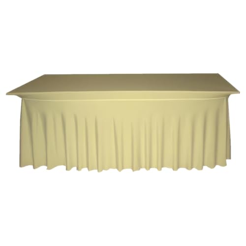 Gastro Uzal Deluxe Tischhusse Tischhussen Stretchhusse Husse uberwurf Hussen Biertischhusse Bierzeltgarnitur für Hochzeit Event Creme 180 x 80 cm von Gastro Uzal