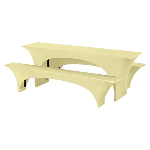 Gastro Uzal Festzeltgarniturhussen Bierzeltgarniturhussen Zürich Stretch (Creme, 220 x 70 x 70 cm) von Gastro Uzal