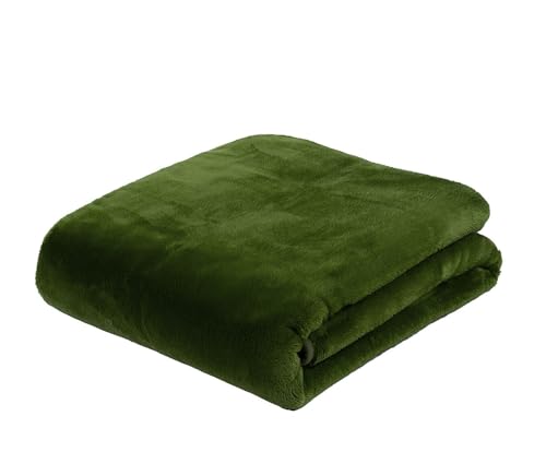 Gastro Uzal Mikroflauschdecke Kuscheldecke Premium Cashmere-Feeling (Dunkelgrün, 130 x 170 cm) von Gastro Uzal