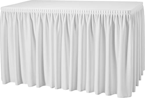 Gastro Uzal Skirting mit Plisséfalte, Weiß | 490 x 73 cm, Büffettisch Skirtings, Tablerock White von Gastro Uzal