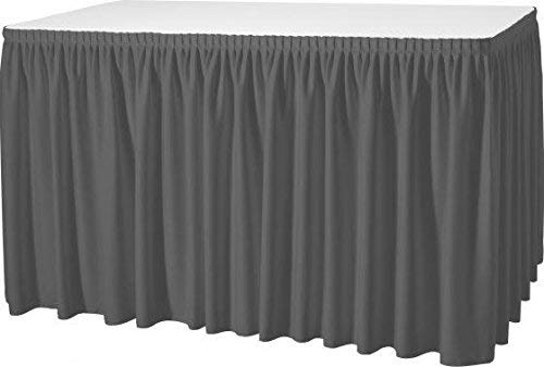 Gastro Uzal Skirting mit Plisséfalte, anthrazit/grau | 490 x 73 cm, Büffettisch Skirtings, Tablerock anthrazit von Gastro Uzal