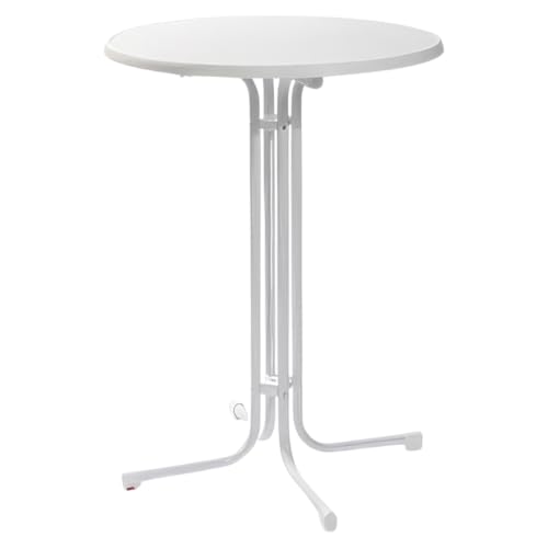 Gastro Uzal - Stehtisch klappbar Ø 70 cm Durchmesser Tischplatte, Höhe: 110 cm, Bistrotisch Bartisch Bistro 4-Fuß, klappbar, Weiß von Gastro Uzal