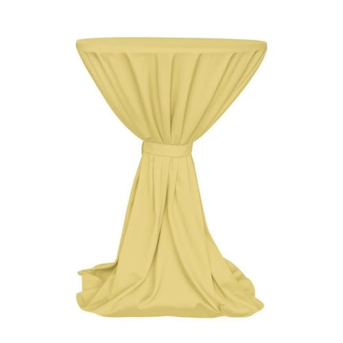 Gastro Uzal Stehtischdecke Milano mit Schleife Set 2 teilig in Creme 70-80 cm rund, für Tischhussen von Gastro Uzal