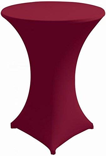 Gastro Uzal Stehtischhusse Stretch Set 2 teilig in Bordeaux/weinrot 80-85 cm rund Husse für Stehtische Tischhusse überwurf Bistrotischhussen Stretch von Gastro Uzal