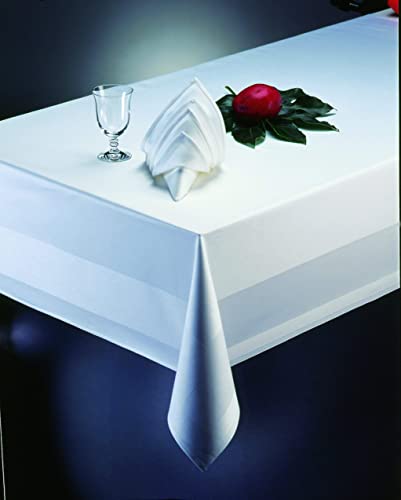 Gastro Uzal Tischdecken, Damast Tischdecke mit Atlaskante weiß - 130 x 280 cm - bei 95°C waschbar, Gastro Tischdecke weiße Tischtücher von Gastro Uzal
