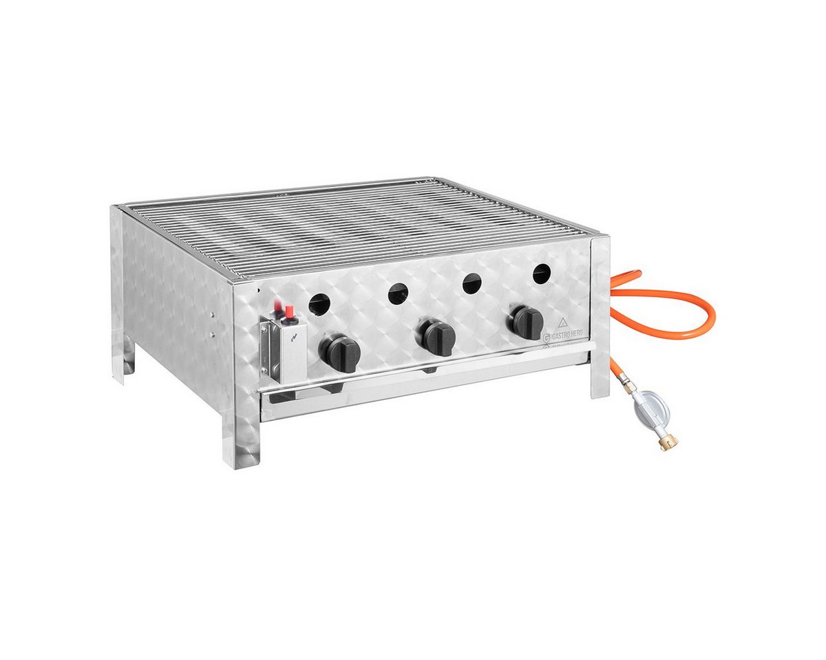 GastroHero Gasgrill GastroHero Tischbräter TBG3-T, 3-flammig, Profi Gastro Kombibräter, 650 x 570 x 270 mm (B x T x H) von GastroHero
