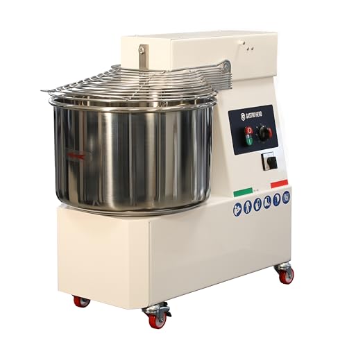 GastroHero Spiral-Teigknetmaschine PROFI 53 Liter 400V mit Rollen - fester Kopf und 2 Geschwindigkeiten Gastronomiebedarf von GastroHero