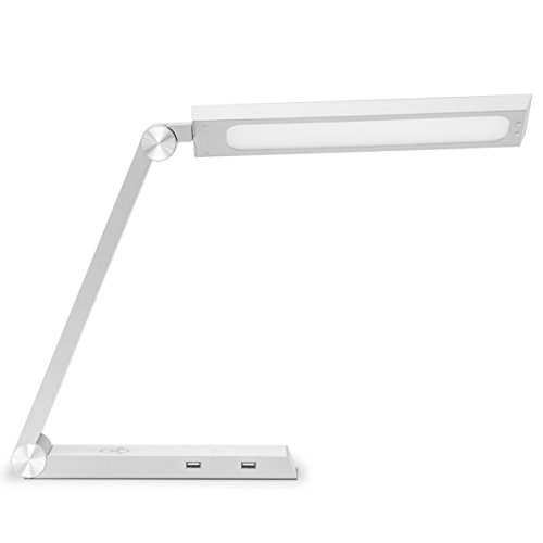 GASTROBACK #60000 Design LED Light & Charge, A++ to A, LED-Schreibtischlampe mit induktiver Ladestation, Qi Wireless Charger und USB-Anschlüssen, 60 Watt, silber, 28 x 6 x 32 cm von GASTROBACK