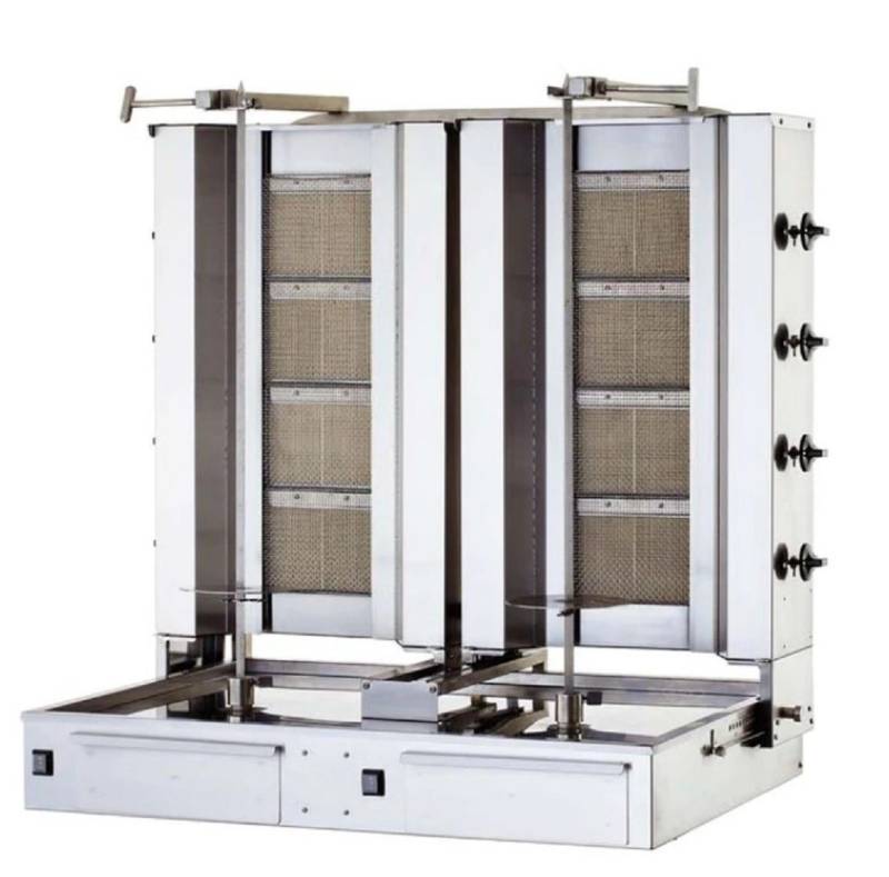 Gastronics Dönergrill Dönergrill / Gyrosgrill 4+4 Brenner Doppelmaschine Motor unten von Gastronics