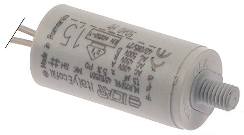 Panicoupe Kondensator MLR25PRL Anschluss Kabel 250mm Becherkondensator Befestigung M8 ø 25mm 50/60Hz 1,5µF Länge 50mm 400V von Gastroteileshop