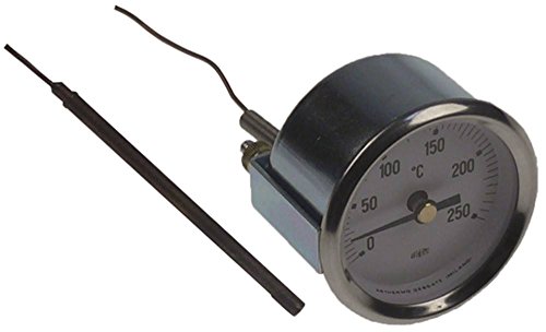Repagas Thermometer Einbau 52mm Fühler 4x74mm Kapillarrohrlänge 1.330mm max. Temperatur 250°C Messbereich 0 bis +250°C +250°C von Gastroteileshop