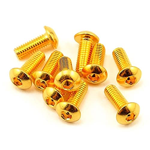 10 STÜCKE * Half Runder Kopf Grad 12.9 Plattiert Titan Gold Hexschraube M2 m2.5 m3 m4 m5 ISO7380 Sex-Sockel Schraubenlänge 5-30mm (Size : M4x6mm) von GatherTOOL