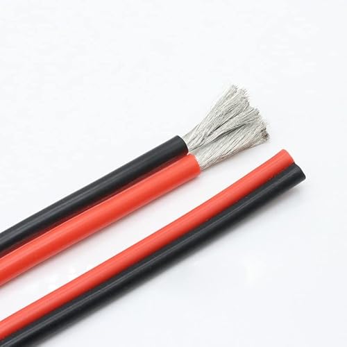 GatherTOOL 1/2meter Kupferdraht Silikon Gummi Kabel Superweich 8 10 12 14 16 18 20 22 24 26 AWG 2 Stifte flexibel DIY Lampenanschluss schwarz rot (Length : 1 Meter, Specification : 8AWG) von GatherTOOL