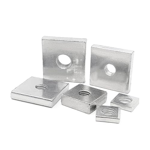 GatherTOOL 10 Stück/50 Stück Vierkantmuttern M3 M4 M5 M6 M8 Verzinkter Kohlenstoffstahl Dünne Rechteckmuttern Gleitblock for Aluminiumprofilzubehör (Color : 10pcs, Size : M3-9.7x6x2.5mm) von GatherTOOL