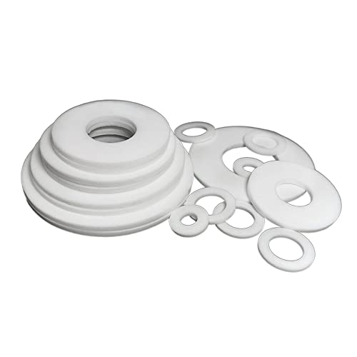 GatherTOOL 10 Teile/Satz Natur Weiß PTFE Unterlegscheibe Dichtung Abstandshalter Dichtung O-Ring for Manometer 2mm Dicke ID 6/8/10/11/12/14/15/16/18/19/20/22-100mm (Color : 10Pcs, Size : 52x45x2mm) von GatherTOOL