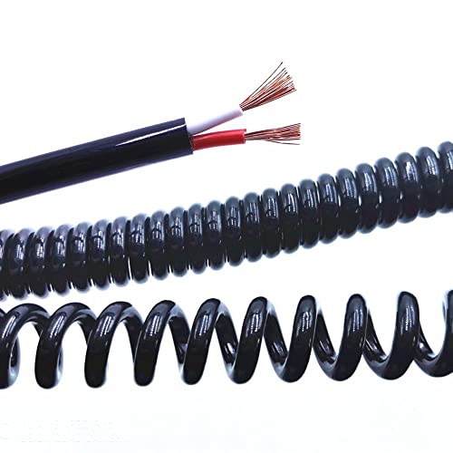 GatherTOOL 2-adriges Feder-Teleskopdraht-Stretch-Spiralkabel, 20 AWG, 5 m, Schwarz, Kupfer von GatherTOOL