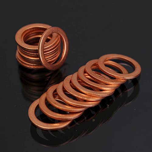 GatherTOOL 20 Stücke/50 Stücke M10*14mm Kupferscheibe Motorrad Geflochtene Kupplung Bremsschlauch Banjo Dichtung 10mm Kupfer Quetschscheibe Motorrad Schlauchscheiben Zubehör Werkzeuge (Color : 20pcs) von GatherTOOL