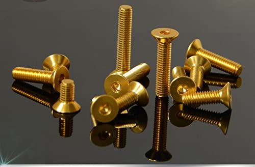 GatherTOOL 20pcs / Lot. M2 m2.5 m3 m4 m5 Senkkopf-Flachkopf-Sechskant-Sechskant-Buchse-Schrauben Legierungsstahl-Titan-Plattieren Gold Schraubenlänge 4-35mm (Size : M4x20mm (ft)) von GatherTOOL