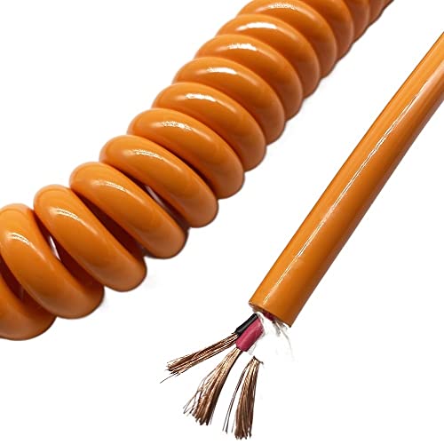 GatherTOOL 3-adriger 1,0 mm quadratischer Federdraht PU orange Farbe einziehbares Kabel sauerstofffreies reines Kupfer Spiralkabel Länge gestreckt 1-6 Meter (Size : Stretch 1meters) von GatherTOOL